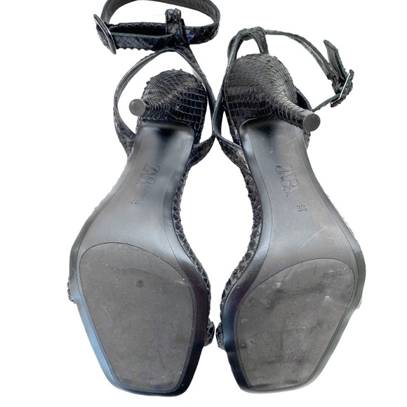 ZARA 100% Leather Snakeskin Print Sandal - Picture 4 of 5